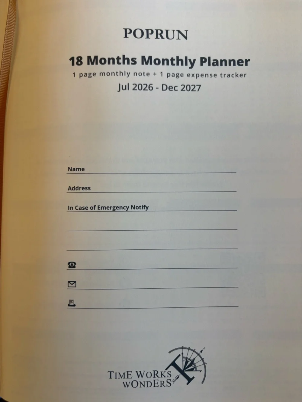 Poprun NWT Purple 18-Month Large Monthly Planner (Jul 2026 - Dec 2027) 8.5”x 10.